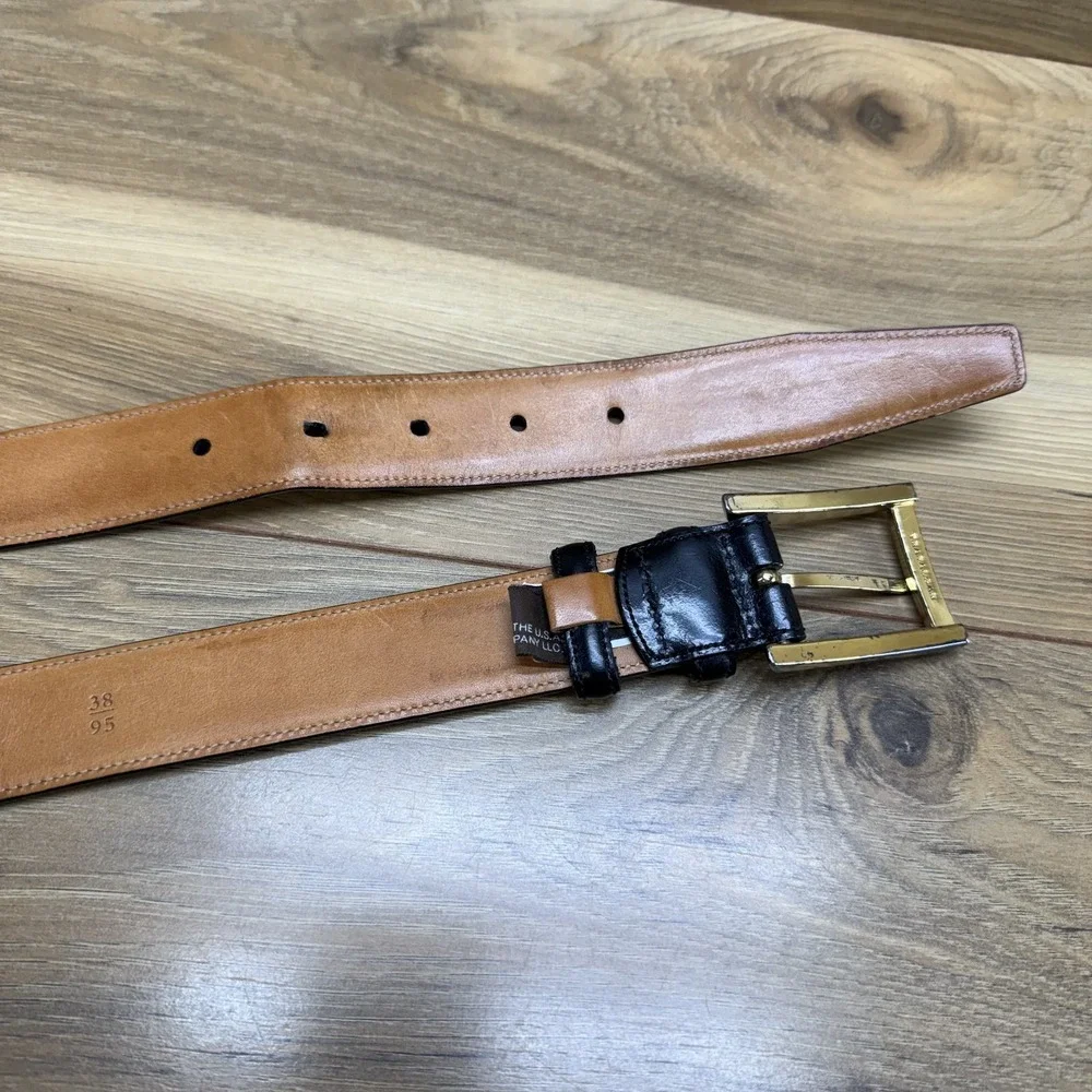 TRAFALGAR Easton Belt Mens‎ 38/95 Black Leather Handpolished Cortina Leather